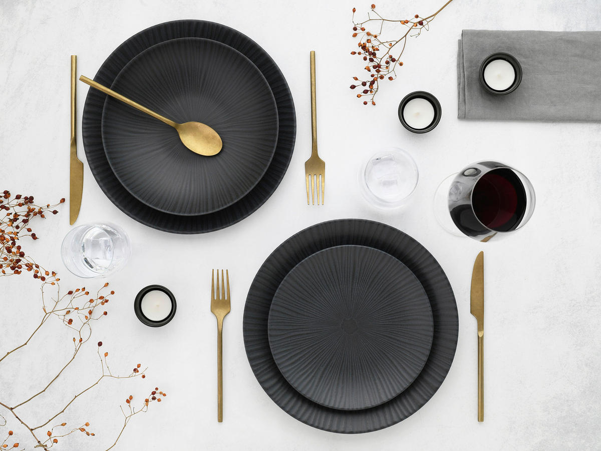 JEDÁLENSKÝ SERVIS, kamenina - čierna, Basics, keramika - Creatable
