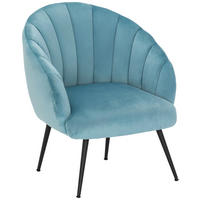 COCKTAILSESSEL Samt Blau    - Blau/Schwarz, MODERN, Textil/Metall (67/80/78cm) - Livetastic