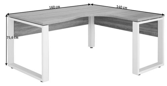 ECKSCHREIBTISCH - Weiß/Sonoma Eiche, KONVENTIONELL, Holzwerkstoff/Metall (160/75,6/140cm) - Voleo