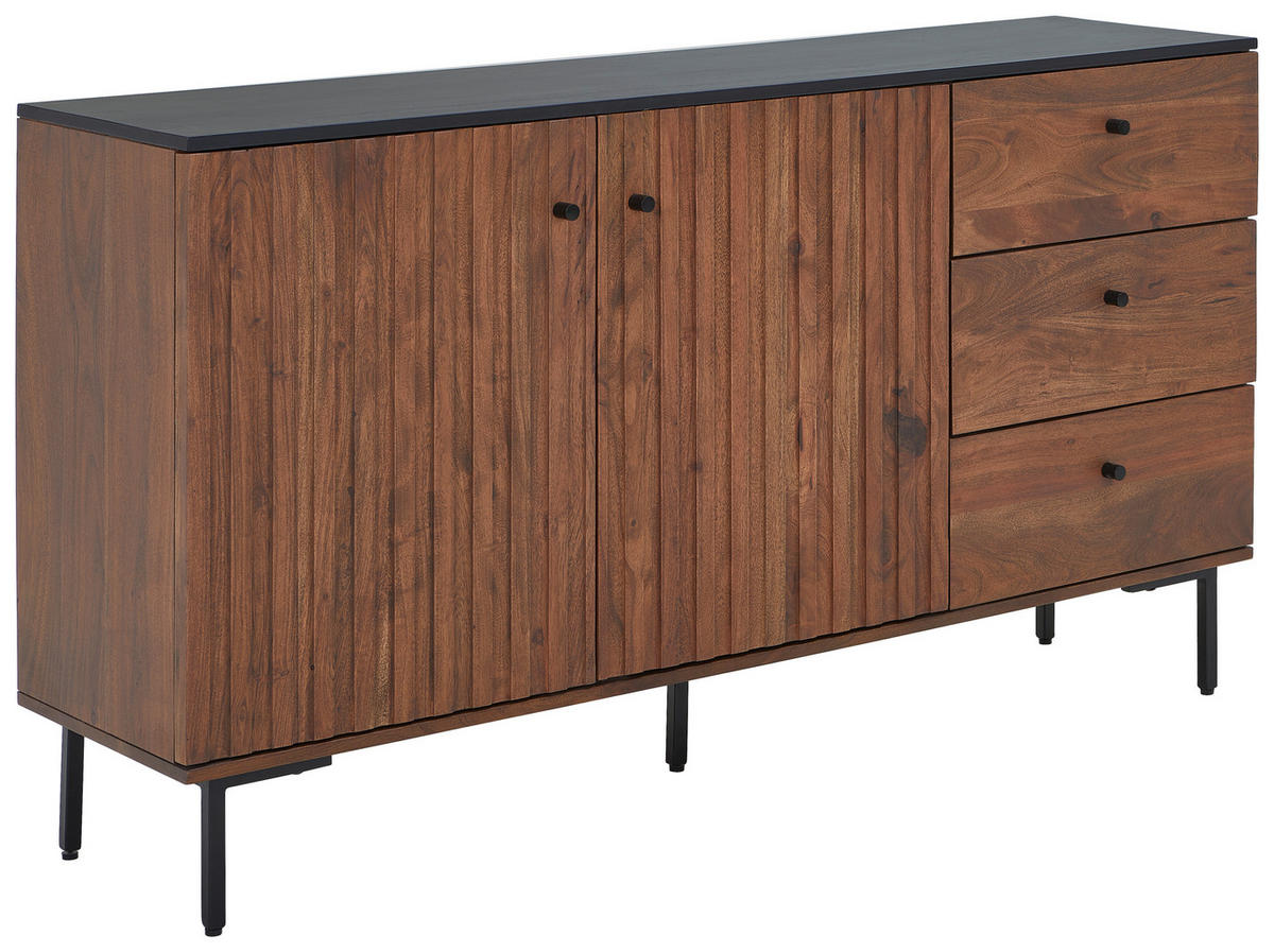 SIDEBOARD  in 155/85/40 cm  - Walnussfarben/Schwarz, LIFESTYLE, Holz/Holzwerkstoff (155/85/40cm) - MID.YOU