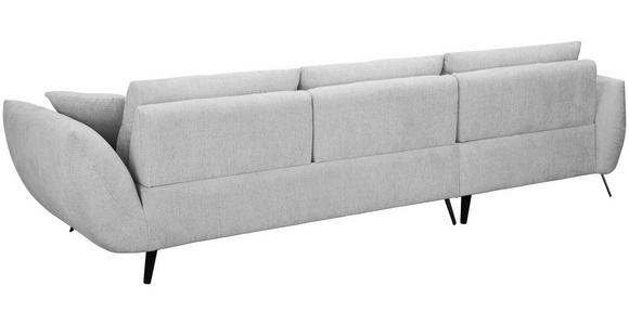 ECKSOFA Hellgrau Chenille Armlehnenkissen, Rücken echt, Sitztiefenverstellung  - Hellgrau/Schwarz, KONVENTIONELL, Textil/Metall (313/215cm) - Hom`in