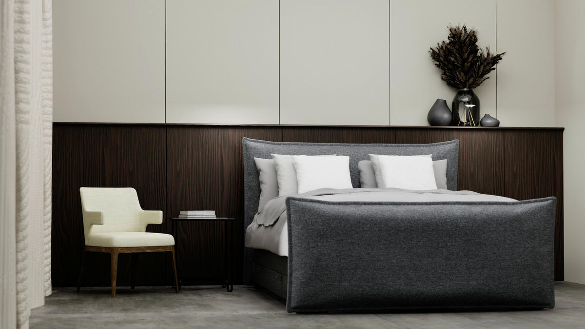 BOXSPRINGBETT 160/200 cm  in Grau  - Schwarz/Grau, MODERN, Textil (160/200cm) - MID.YOU