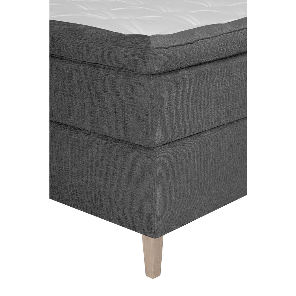 Thumbnail - Welnova Boxspringbett, Anthrazit, Textil, Eiche, H3, 7-Zonen, Höhe ca. 19 cm, 180x200 cm, Matratze, gepolstertes Kopftei...