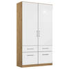 DREHTÜRENSCHRANK 91/210/54 cm 2-türig Eiche Artisan, Weiß Hochglanz  - Chromfarben/Weiß Hochglanz, MODERN, Holzwerkstoff/Kunststoff (91/210/54cm) - Rauch Möbel