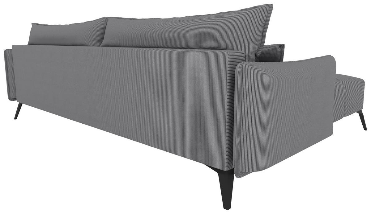 ECKSOFA in Cord Grau  180/253 cm  - Schwarz/Grau, KONVENTIONELL, Textil/Metall (180/253cm) - Carryhome