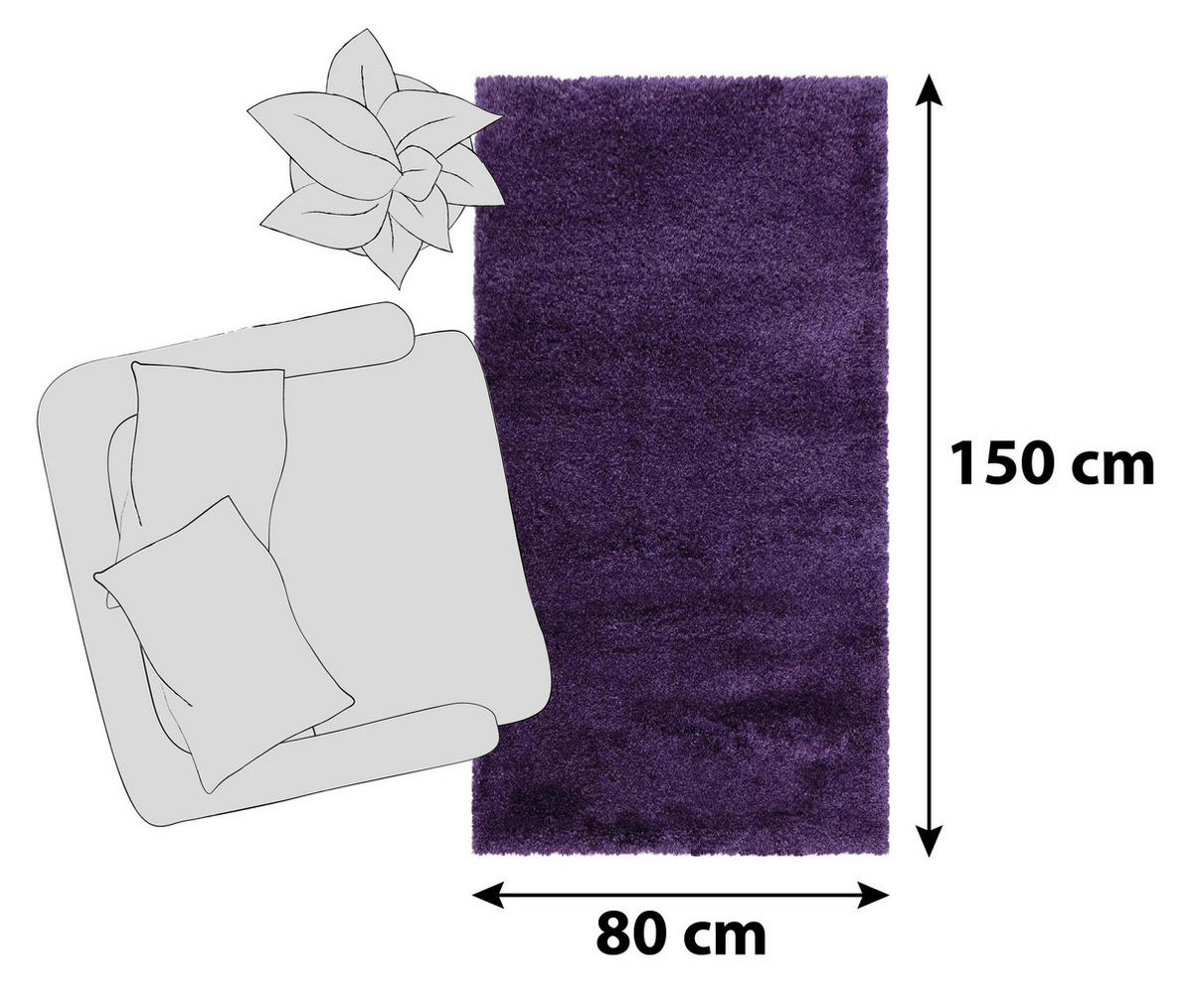 KOBEREC S VYSOKÝM VLASEM, 80/150 cm, fialová - fialová, Basics, textil (80/150cm) - Novel