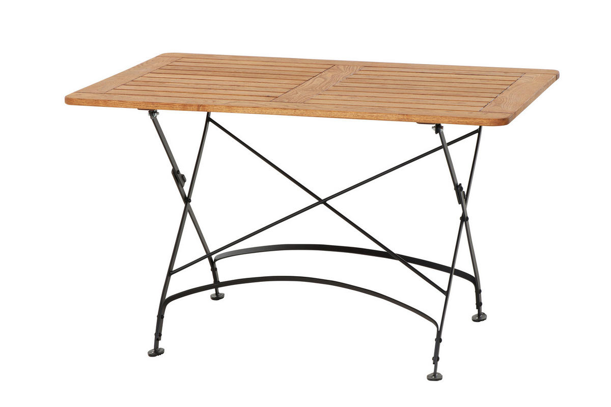 GARTENKLAPPTISCH 120/80/78 cm Holz, Metall rechteckig  - Robinienfarben/Schwarz, KONVENTIONELL, Holz/Metall (120/80/78cm) - Siena Garden