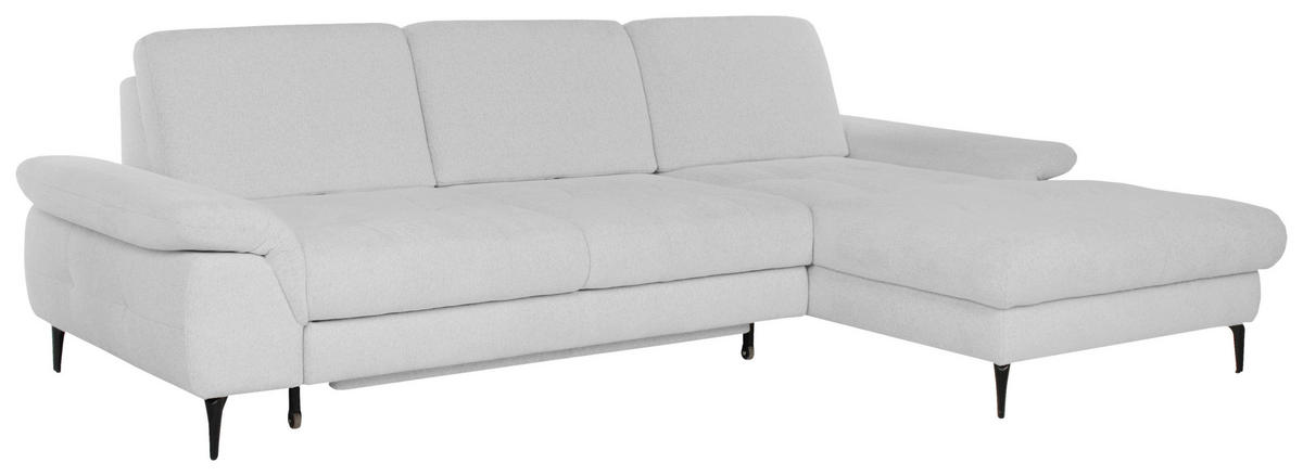 ECKSOFA ALMA in Chenille Hellgrau  285/191 cm  - Hellgrau/Schwarz, Design, Textil/Metall (285/191cm) - Livetastic