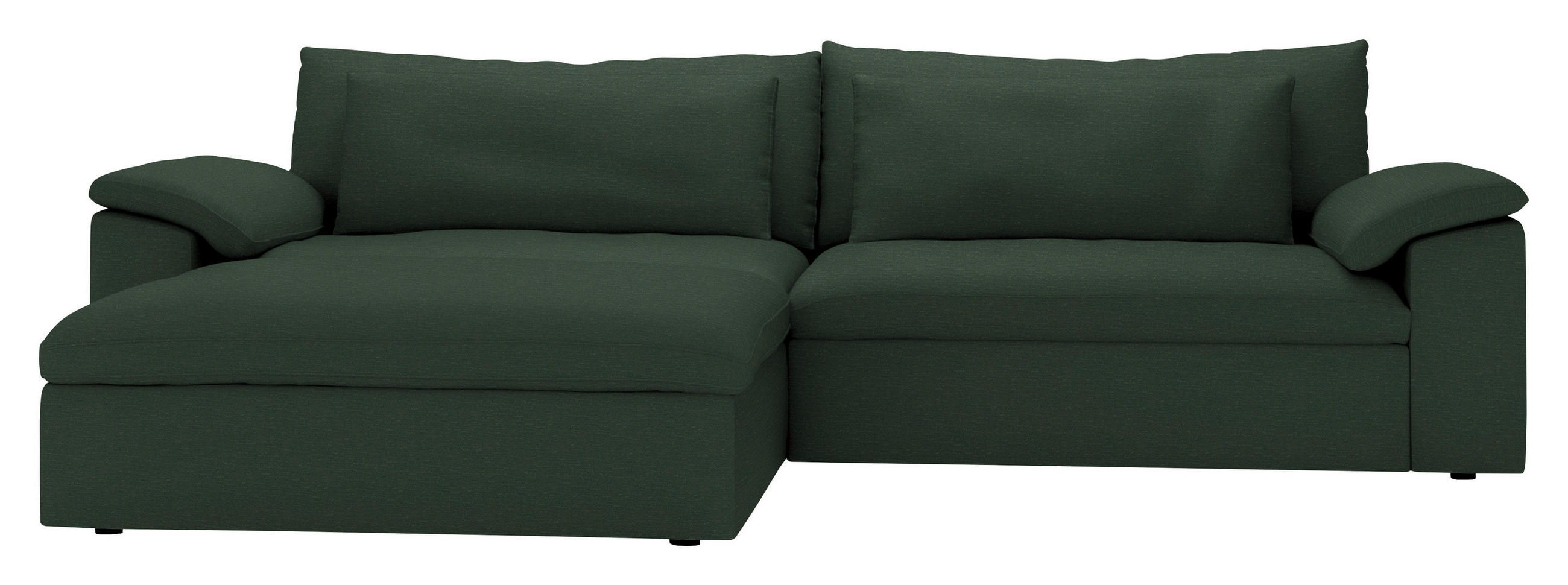 ECKSOFA  Chenille Dunkelgrün  - Dunkelgrün/Schwarz, Modern, Kunststoff/Textil (198/306cm) - Carryhome