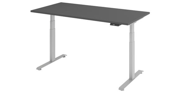 SCHREIBTISCH 160/80/64,5-129,5 cm Graphitfarben, Silberfarben höhenverstellbar  - Silberfarben/Graphitfarben, KONVENTIONELL, Holzwerkstoff/Metall (160/80/64,5-129,5cm) - Venda