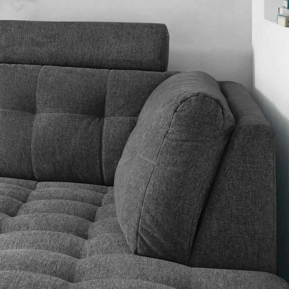 ECKSOFA in Mikrovelours Anthrazit  - Anthrazit, Konventionell, Holzwerkstoff/Kunststoff (283/193cm) - MID.YOU
