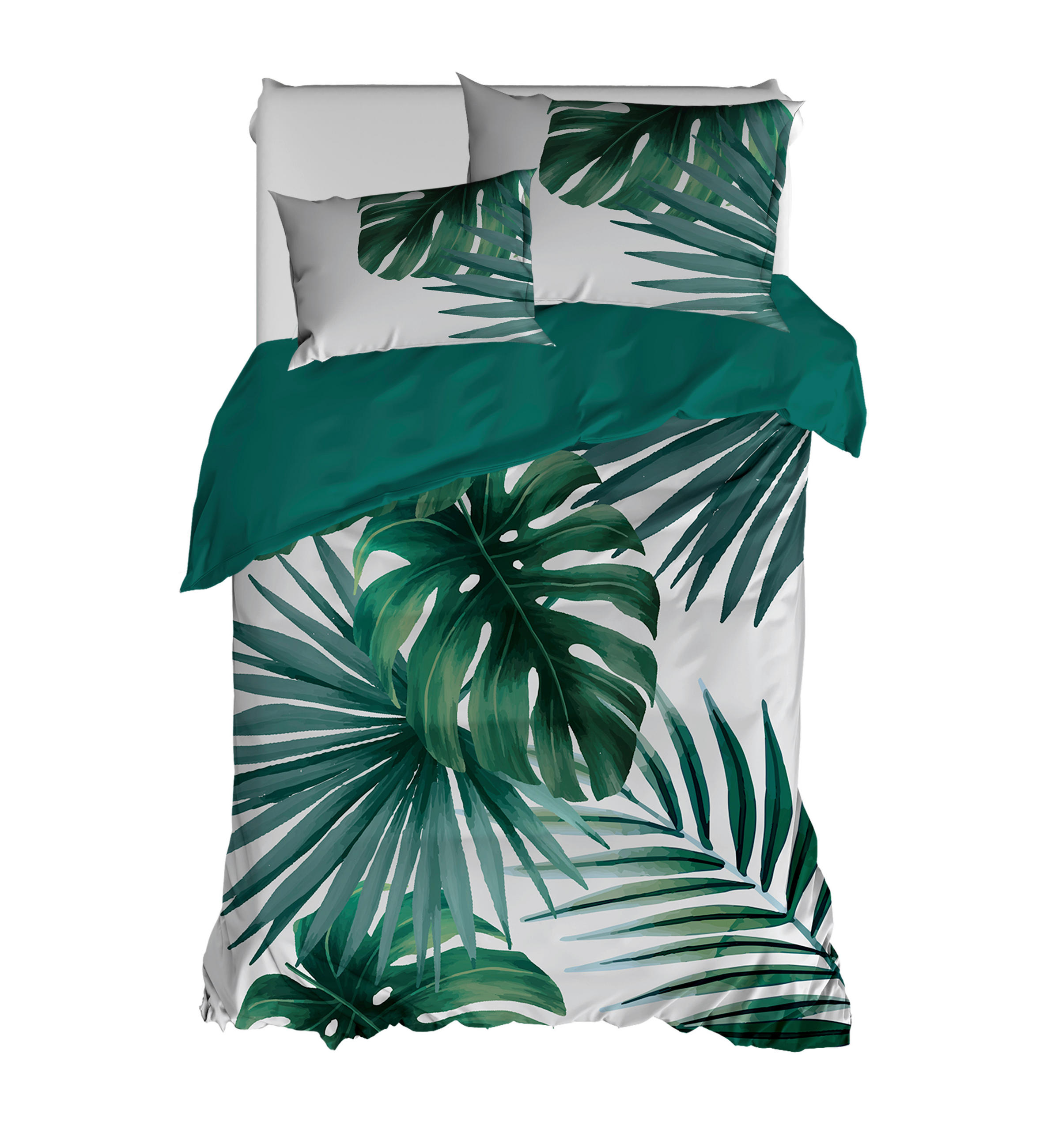 ÁGYNEMŰHUZAT-GARNITÚRA 140/200 cm  - fehér/zöld, Basics, textil (140/200cm)