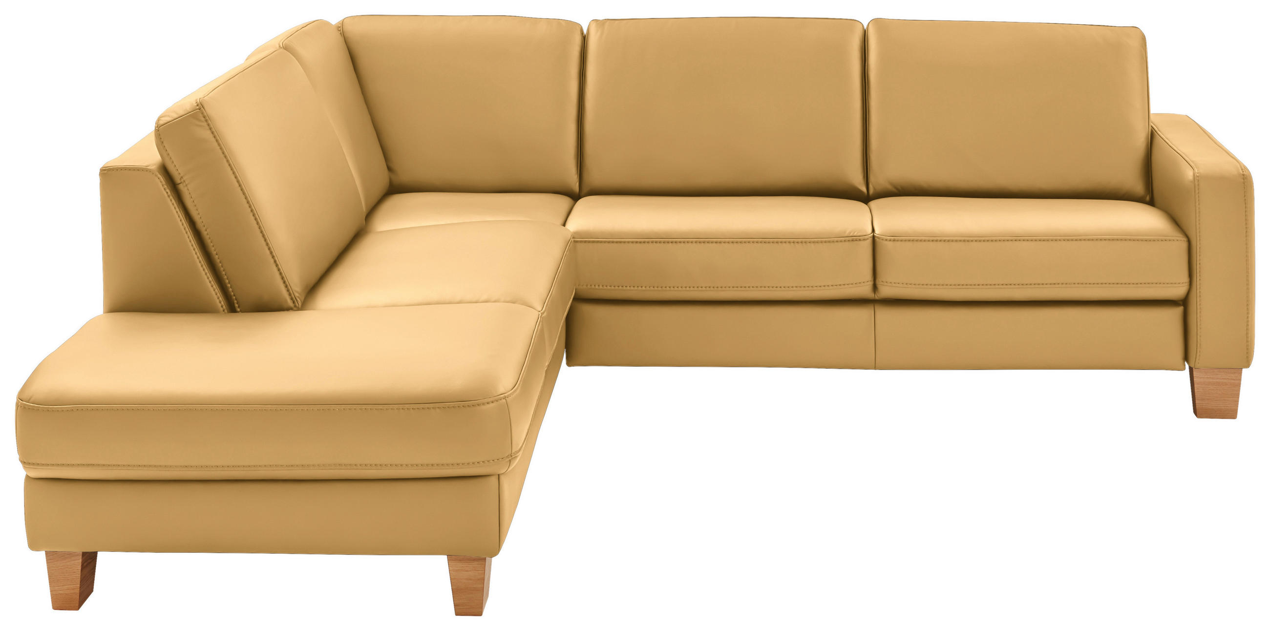 ECKSOFA in Echtleder Gelb  - Eiche Bianco/Gelb, Natur, Leder/Holz (235/257cm) - Valdera