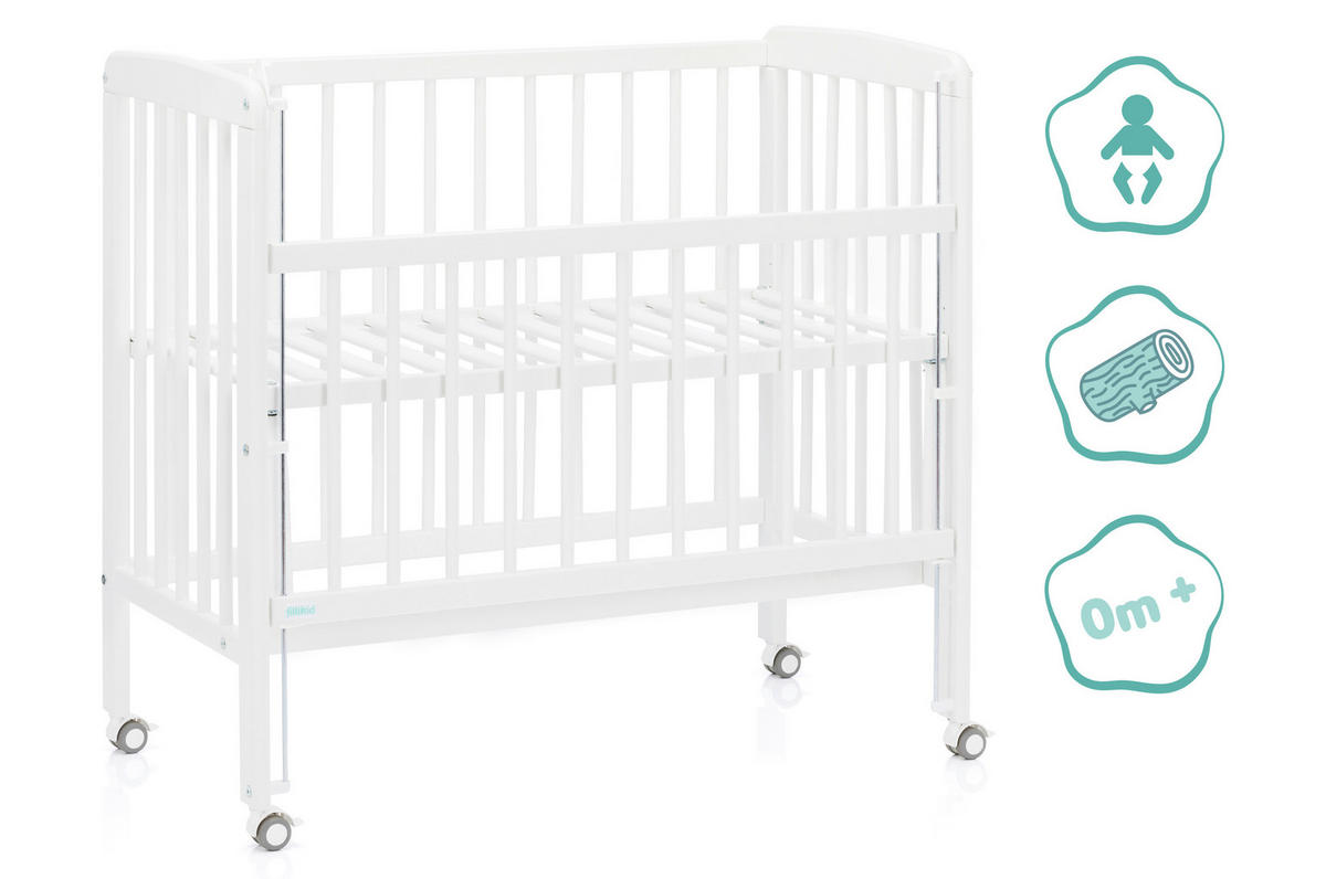 BEISTELLBETT Nino  - Weiß, Basics, Holz (94/69/85cm) - Fillikid