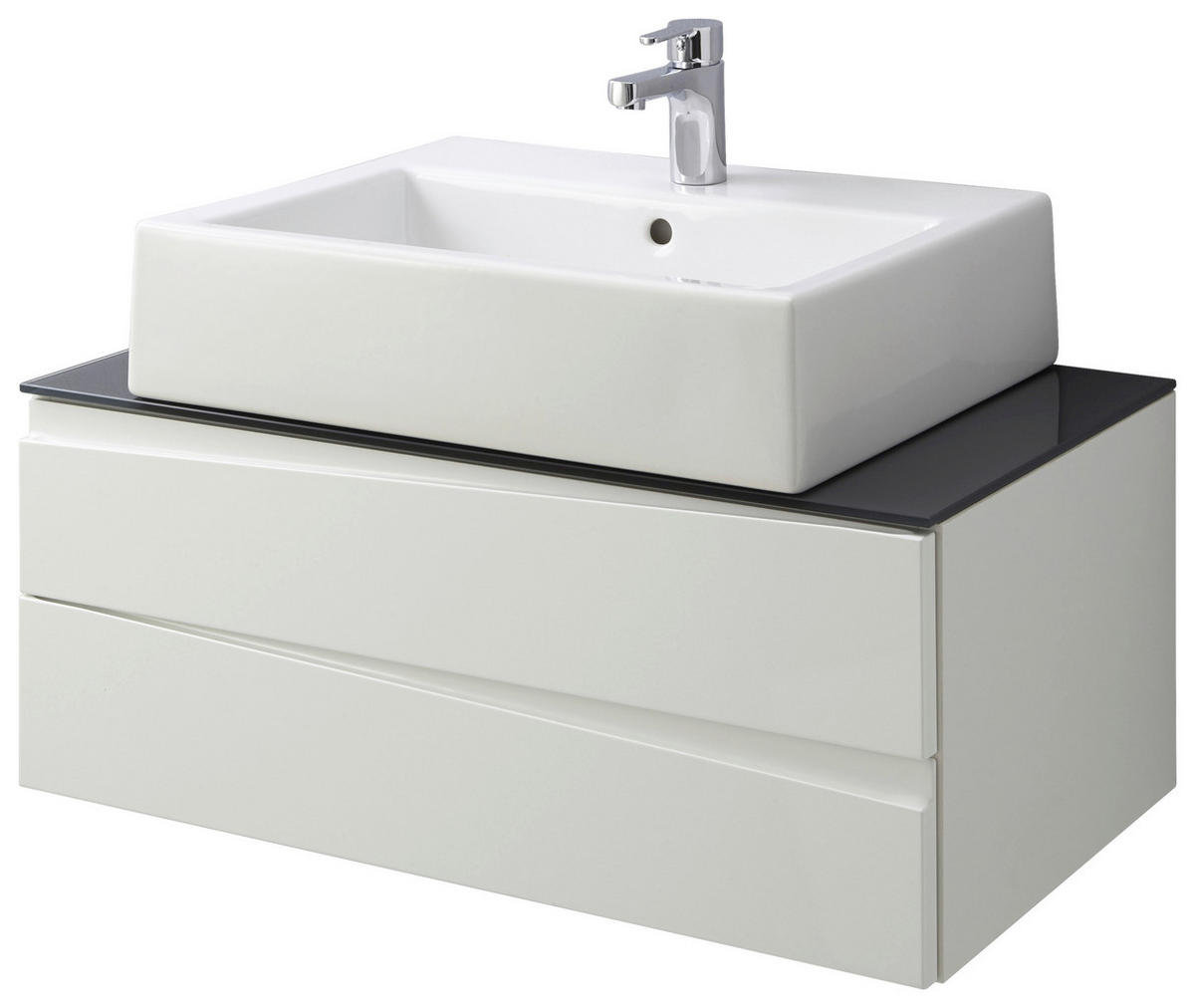 WASCHBECKENUNTERSCHRANK 80/33/47 cm  - Weiß Hochglanz/Grau, MODERN, Glas/Holzwerkstoff (80/33/47cm) - MID.YOU