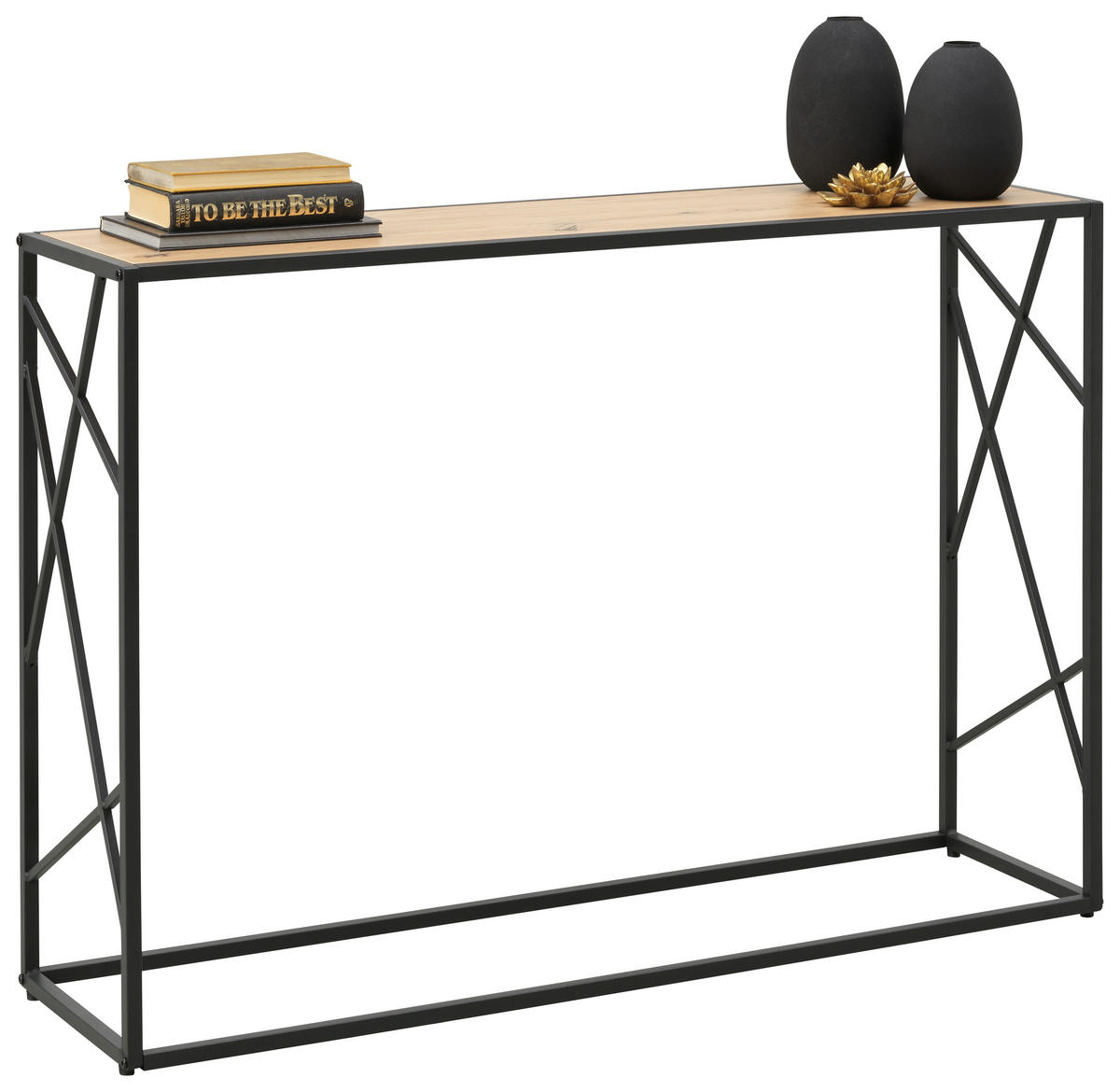 KONSOLBORD i metall, trämaterial 110/30/76 cm    - svart/ekfärgad, metall/trämaterial (110/30/76cm) - Landscape