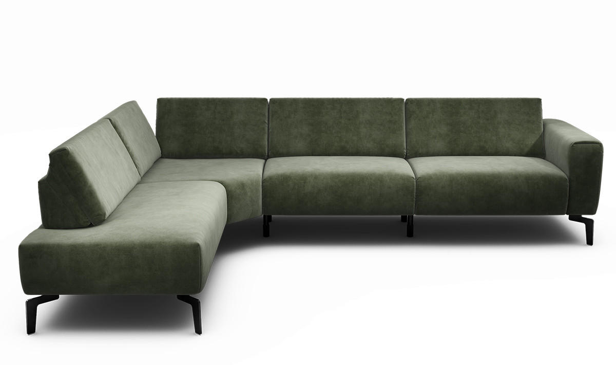 Freisteller von SENSOO ECKSOFA Cosy Waldgrün Samt.