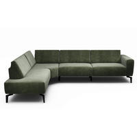 ECKSOFA in Samt Waldgrün  213/296 cm  - Waldgrün/Schwarz, Design, Textil/Metall (213/296cm) - SENSOO