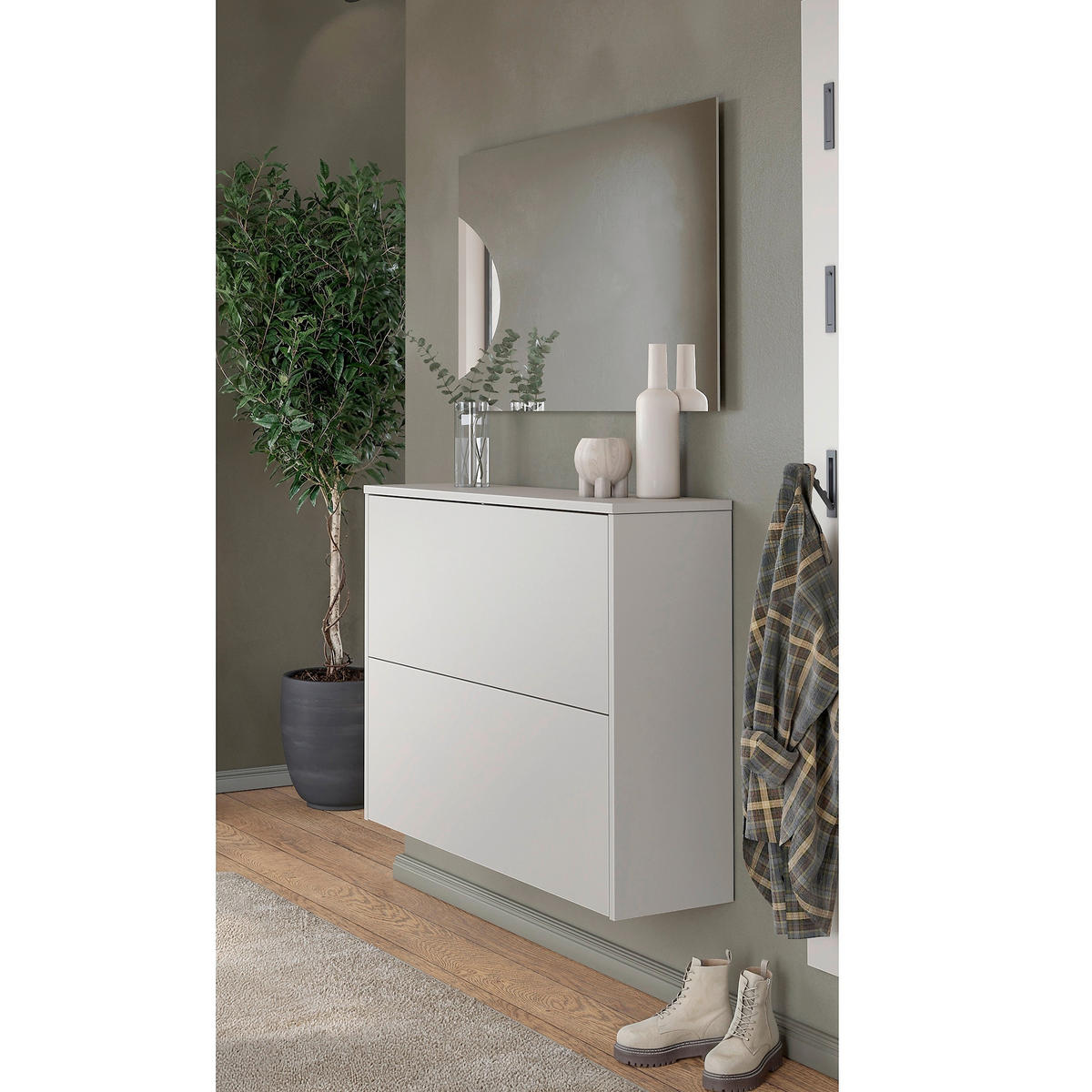 GARDEROBE 2-teilig  in 99/200/27 cm  - Eichefarben/Beige, Design, Holzwerkstoff (99/200/27cm) - Livetastic