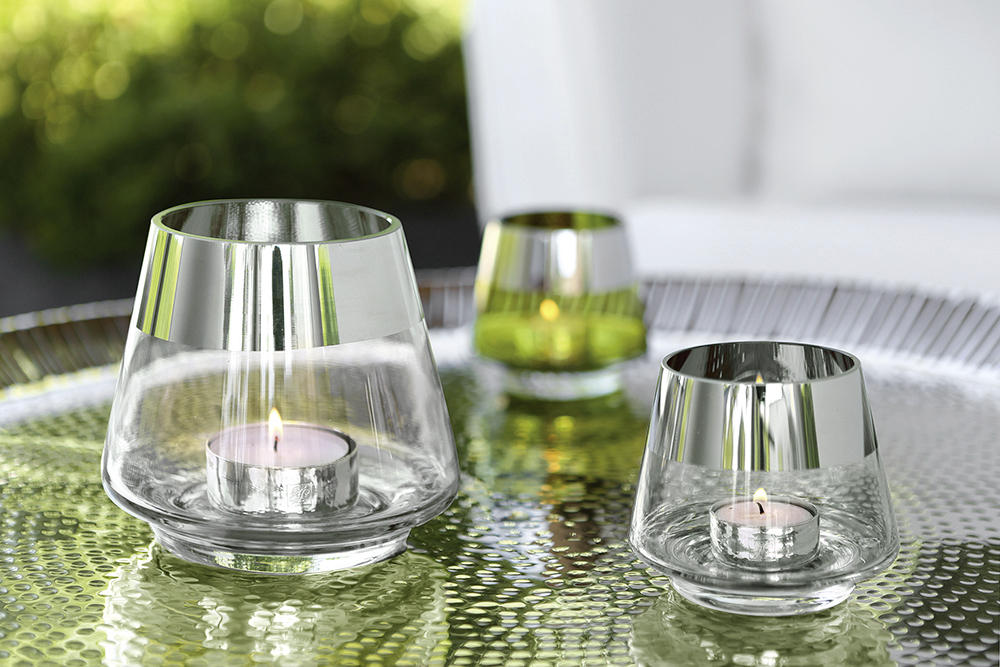 TEELICHTHALTER  - Chromfarben, Basics, Glas (11/9cm) - Fink