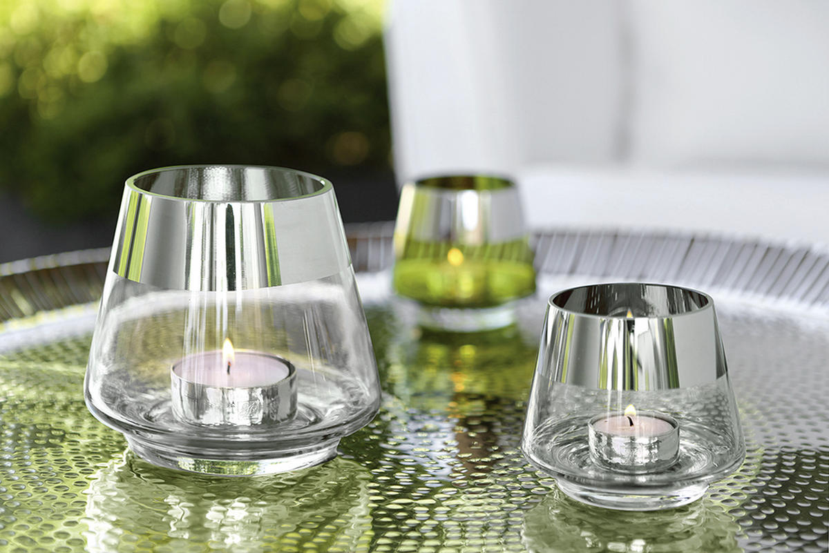 TEELICHTHALTER  - Chromfarben, Basics, Glas (11/9cm) - Fink