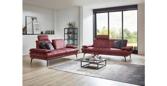 3-SITZER-SOFA in Velours Dunkelrot  - Beige/Schwarz, Design, Textil/Metall (222/89/104cm) - Dieter Knoll