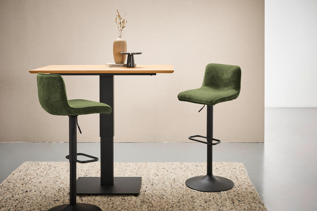 BARHOCKER Webstoff Grün, Schwarz Eisen Stoffauswahl, Sitzfläche 360° drehbar  - Schwarz/Grün, Design, Textil/Metall (45/88-109,5/50cm) - home24