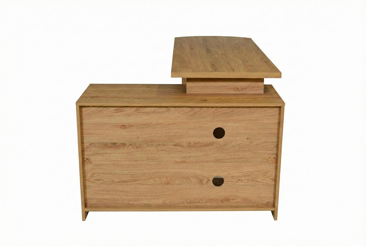 ECKSCHREIBTISCH 150/120/75 cm Eichefarben Kabeldurchlass, Stauraum, seitenverkehrt montierbar  - Eichefarben/Silberfarben, Modern, Holzwerkstoff/Metall (150/120/75cm) - MID.YOU