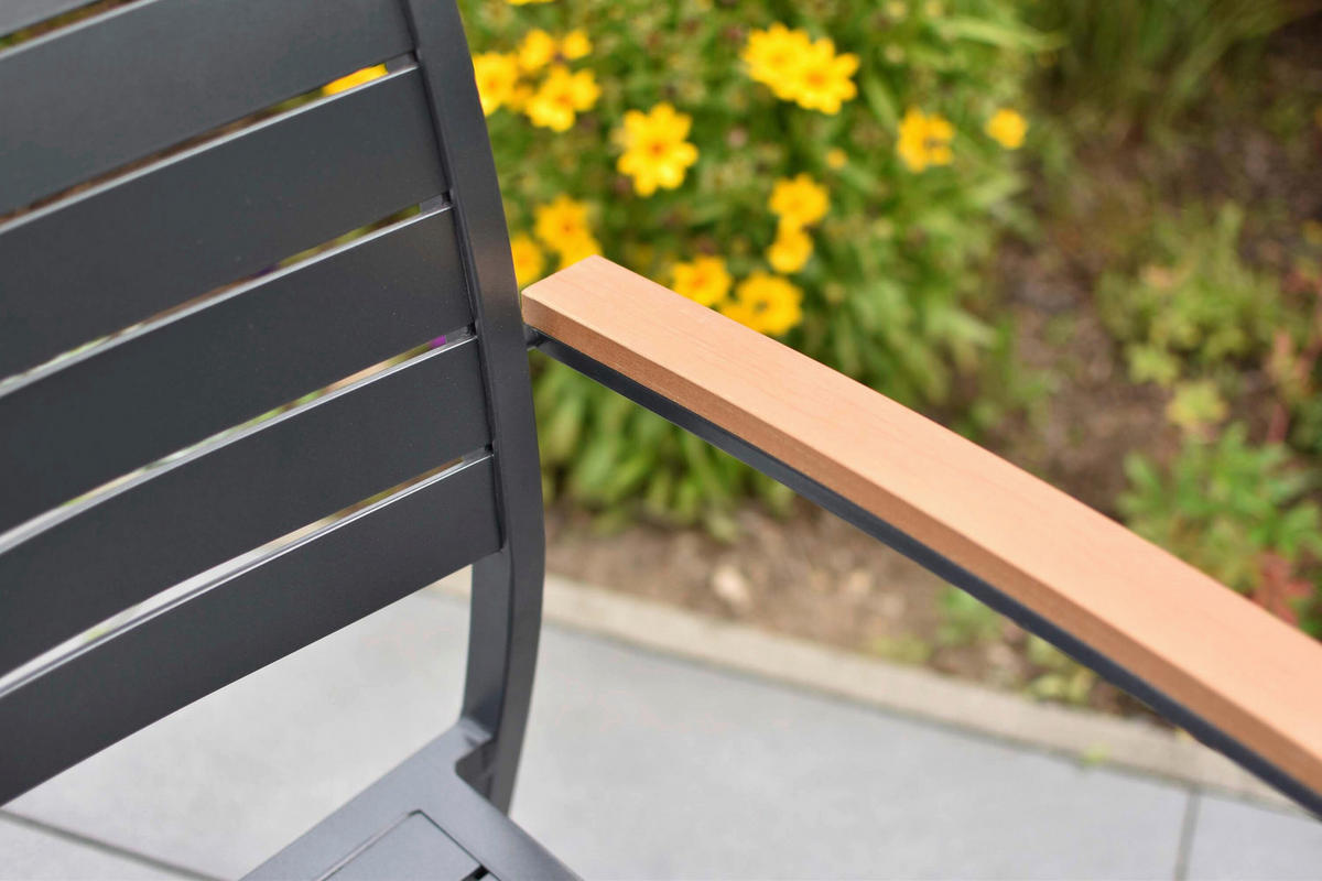 GARTENTISCHGRUPPE Aluminium  - Graphitfarben/Naturfarben, KONVENTIONELL, Kunststoff/Textil - Gardenson