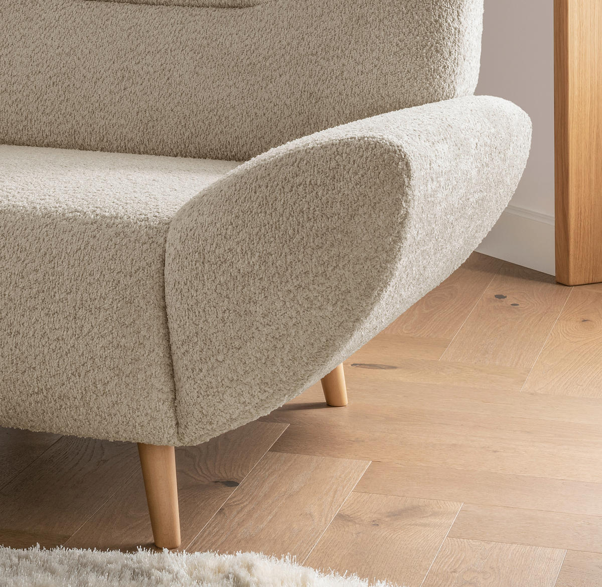 SESSEL in Bouclé Beige  - Wildeiche/Beige, KONVENTIONELL, Holz/Textil (111/81/90cm) - MID.YOU