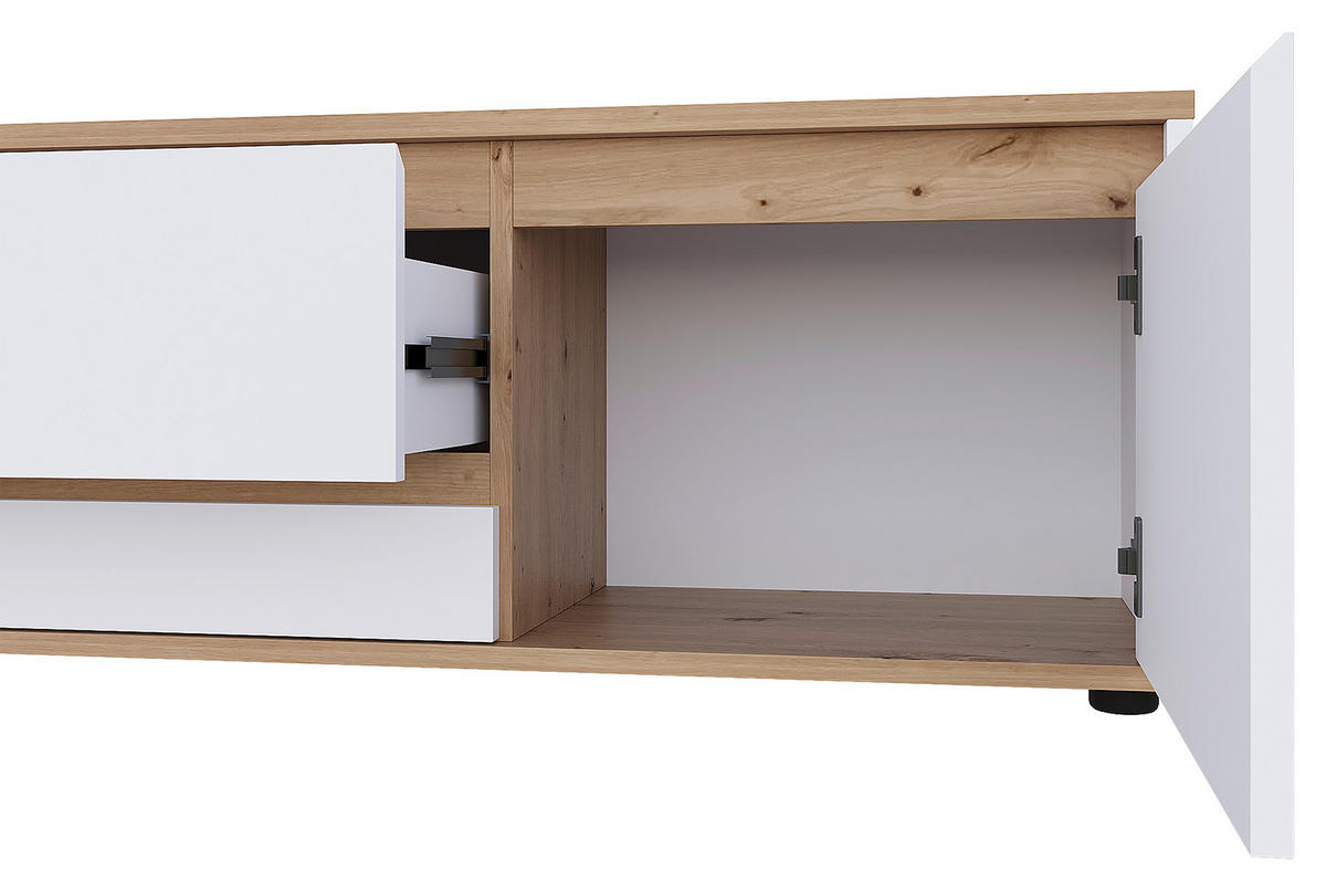 TV-BÄNK 180/50/42 cm  - vit/svart, Modern, trämaterial (180/50/42cm) - Carryhome