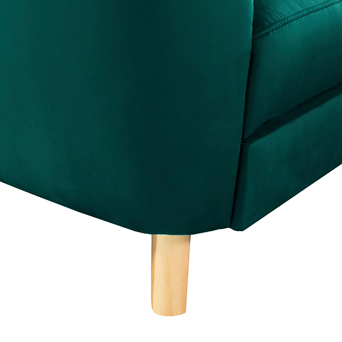 ECKSOFA Petrol Samt  - Buchefarben/Petrol, Design, Holz/Textil (236/190cm) - Livetastic