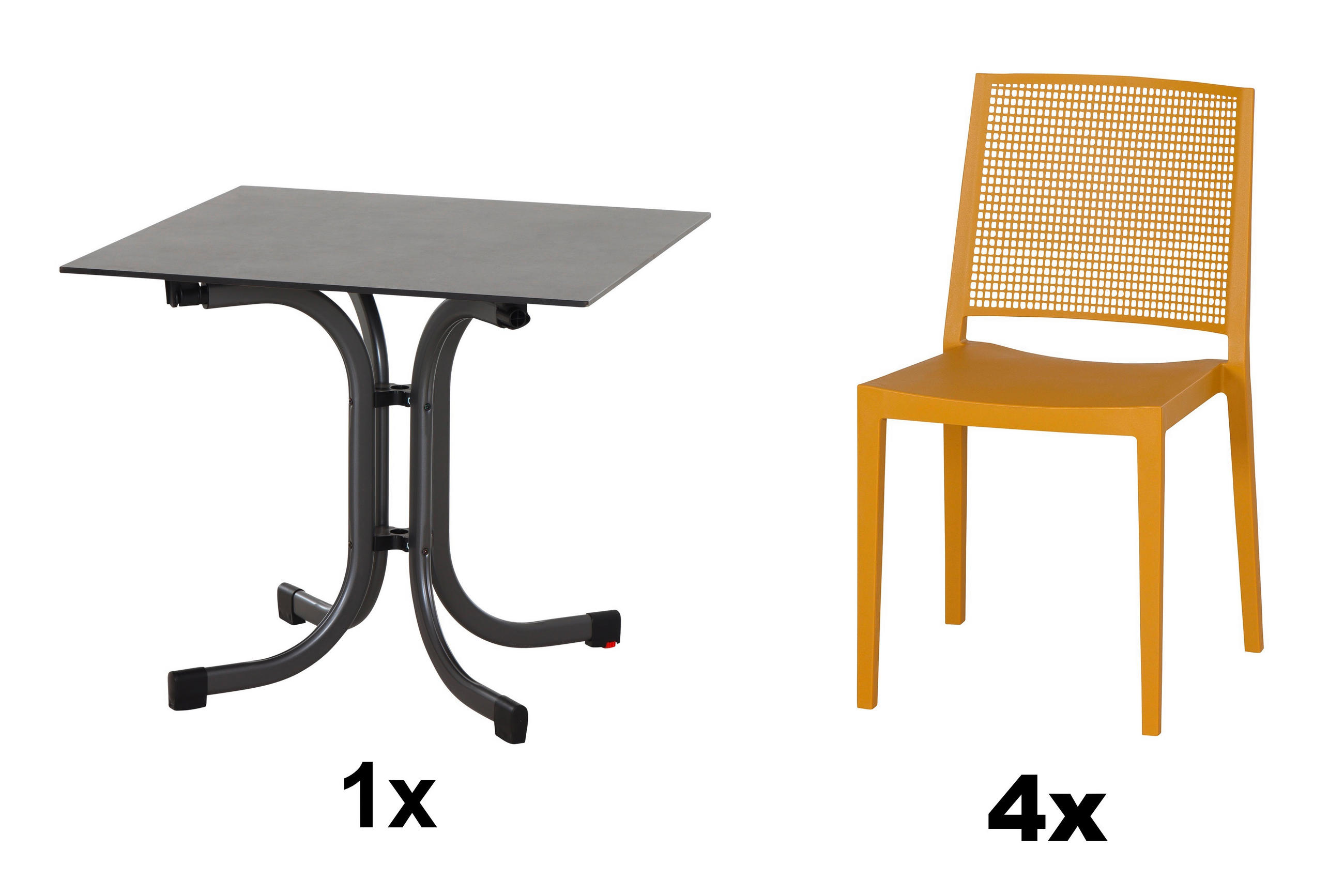 GARTENGARNITUR 5-teilig  - Anthrazit/Gelb, Basics, Holzwerkstoff/Kunststoff (80/80/80cm) - Siena Garden
