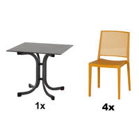 GARTENGARNITUR 5-teilig Stahl  - Anthrazit/Gelb, Basics, Kunststoff/Metall (80/80/80cm) - Siena Garden