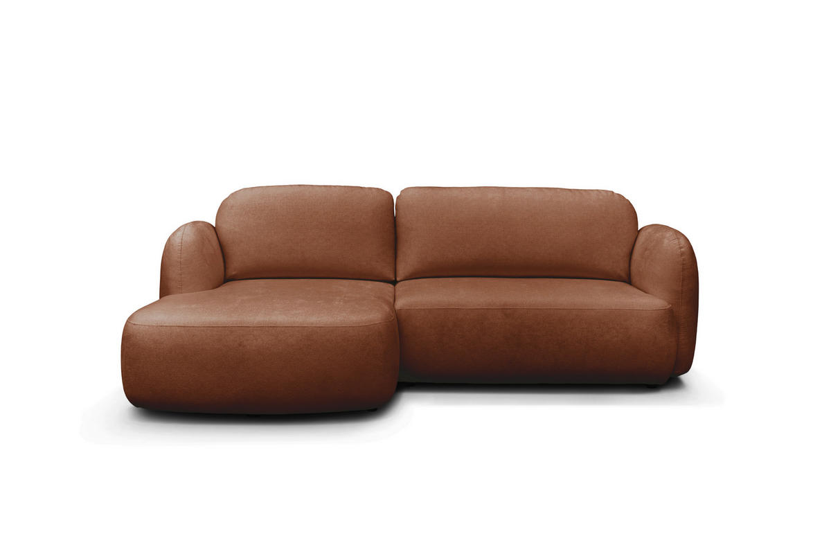 ECKSOFA VELU Terracotta Chenille  - Terracotta/Schwarz, Design, Textil (175cm) - MID.YOU