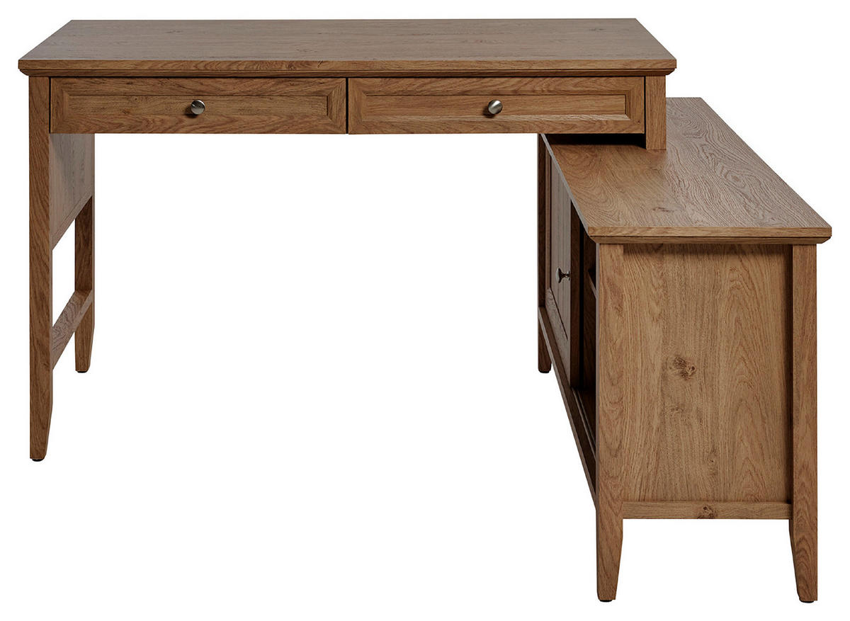 ECKSCHREIBTISCH 145/120/77 cm  in Eichefarben  - Eichefarben/Silberfarben, Modern, Holzwerkstoff/Metall (145/120/77cm) - MID.YOU