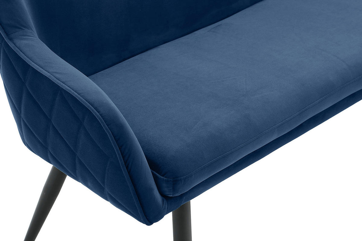 SITZBANK 160/85/61 cm Samt Blau Metall  - Blau/Schwarz, MODERN, Textil/Metall (160/85/61cm) - Livetastic