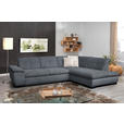 ECKSOFA in Cord Grau  - Schwarz/Grau, Design, Textil/Metall (313/242cm) - Xora