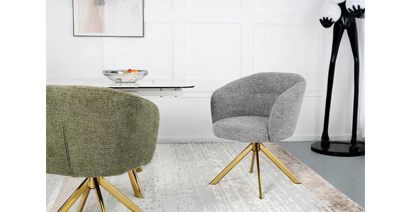 ARMLEHNSTUHL  Sitzfläche 360° drehbar Mikrofaser  Grau, Goldfarben  - Goldfarben/Grau, Design, Textil/Metall (65.5/82/61.5cm) - Hom`in