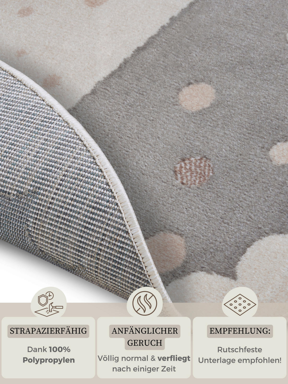KINDERTEPPICH 100 cm Adventures  - Creme/Grau, Design, Kunststoff/Textil (100cm)