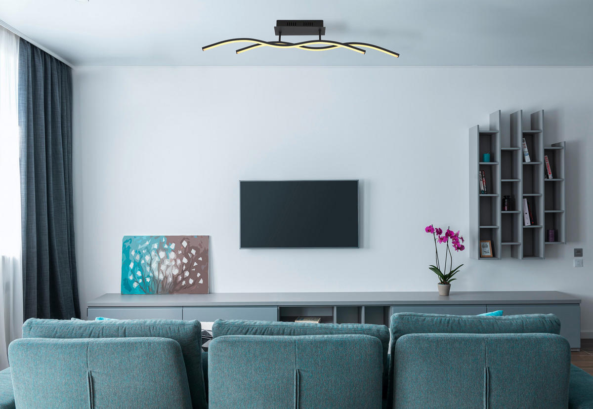 LED PLAFONJERA Marius  - opal/crna, Dizajnerski, metal/plastika (88/8/15,5cm)