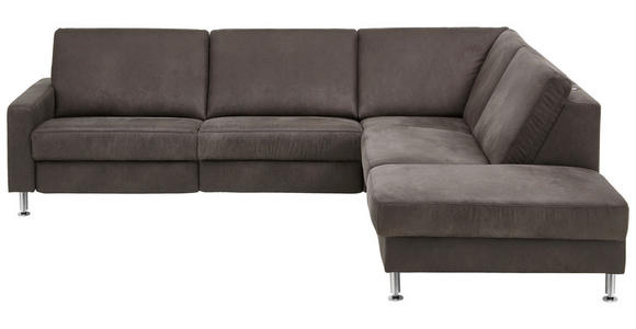 ECKSOFA Latina Anthrazit Mikrofaser  - Anthrazit/Alufarben, Design, Textil/Metall (275/242cm) - Dieter Knoll