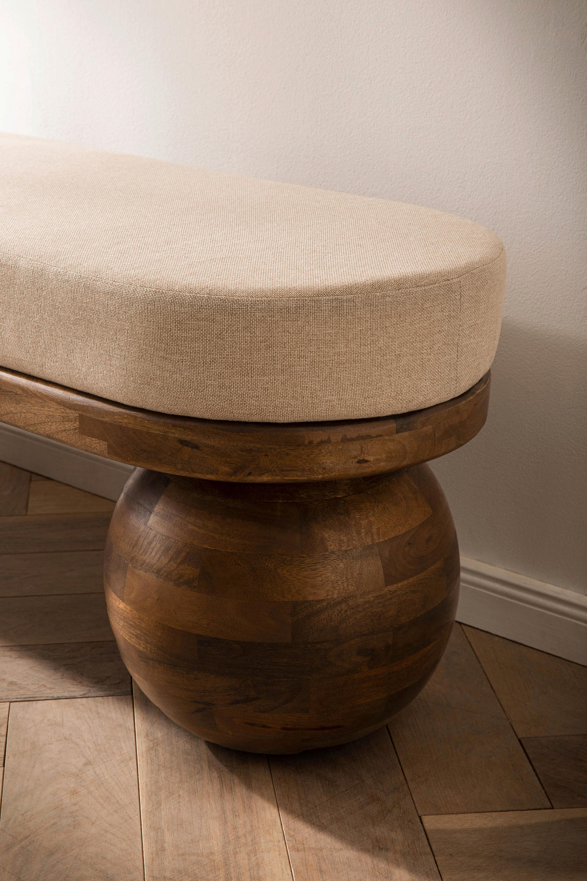 SITZBANK 140/47/40 cm Webstoff Beige Holz  - Beige/Braun, Design, Holz/Textil (140/47/40cm) - Livetastic