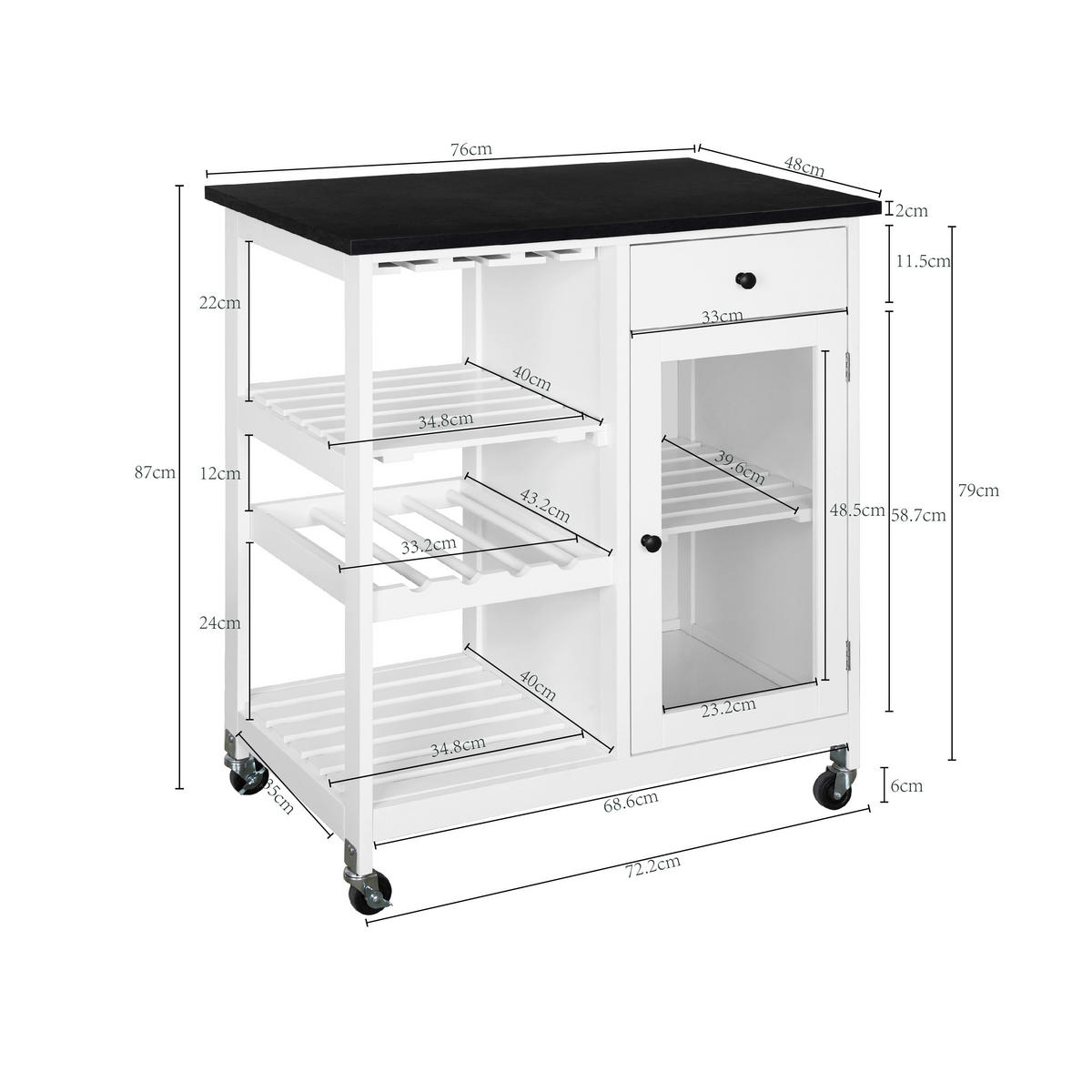 KÜCHENINSEL   in Schwarz, Weiß  - Schwarz/Weiß, Basics, Holzwerkstoff/Kunststoff (76/87/48cm) - MID.YOU