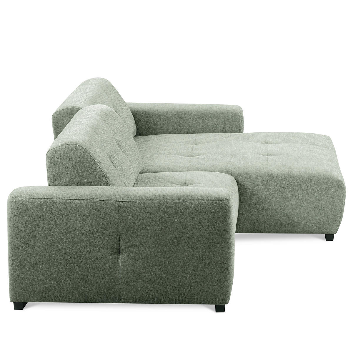 ECKSOFA AUSTIN Salbeigrün Flachgewebe Sitztiefenverstellung  - Salbeigrün/Schwarz, Design, Kunststoff/Textil (286/169cm) - Livetastic