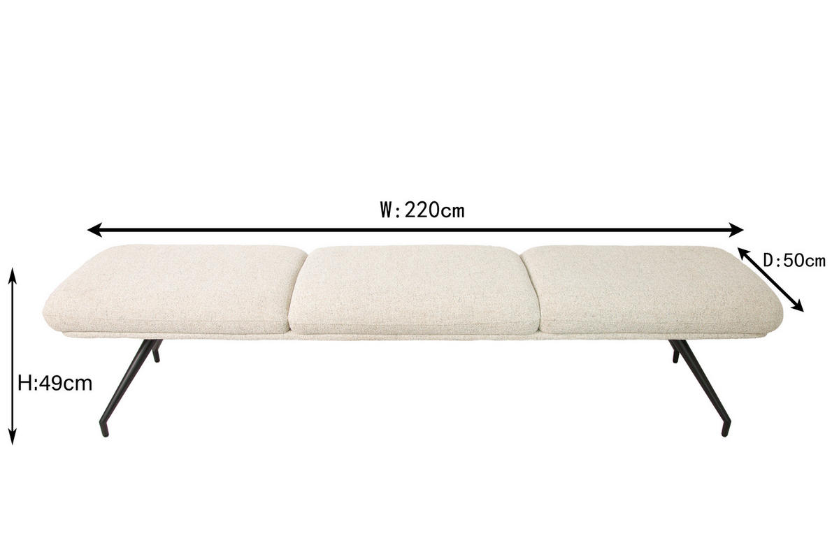 SITZBANK 220/49,5/50 cm  in Schwarz, Beige  - Beige/Schwarz, Design, Textil/Metall (220/49,5/50cm) - Dieter Knoll
