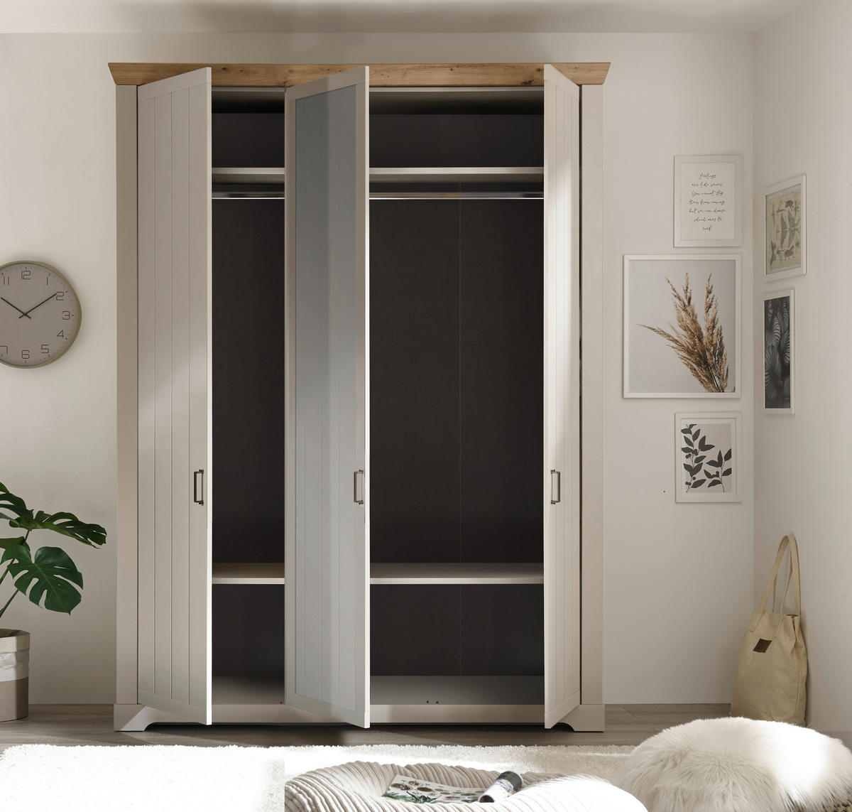 DREHTÜRENSCHRANK in Champagner, Eiche Artisan  - Champagner/Bronzefarben, Lifestyle, Holzwerkstoff/Metall (171/228/60cm) - Landscape