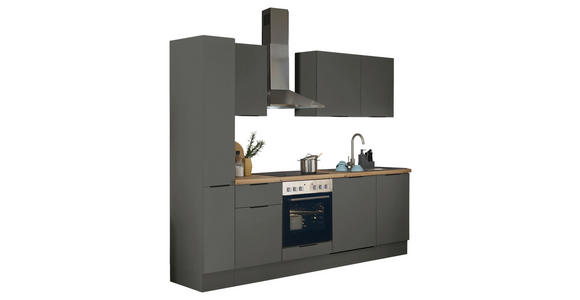 KÜCHENBLOCK in Graphitfarben - Schwarz/Graphitfarben, Basics, Holzwerkstoff/Metall (250/211/60cm) - Xora