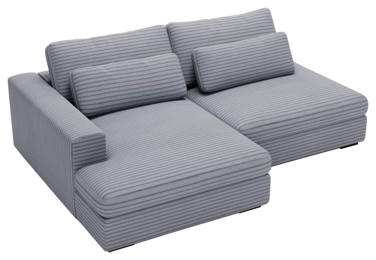 ECKSOFA in Cord Blaugrau  - Blaugrau/Schwarz, Design, Kunststoff/Textil (158/223cm) - Lomoco