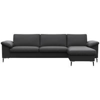 ECKSOFA Schwarz Echtleder  - Schwarz/Alufarben, Design, Leder/Metall (274/159cm) - Livetastic